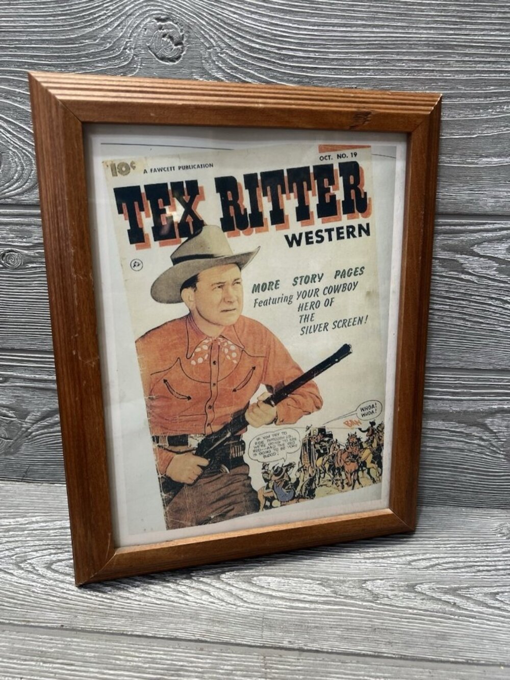 Framed Tex Ritter Cowboy Movie Reprint Western Art Reproduction  Wooden Frame